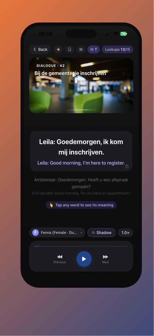 Learn Dutch Fast — Paste your own text — a letter from the gemeente, a news article — and practise on that