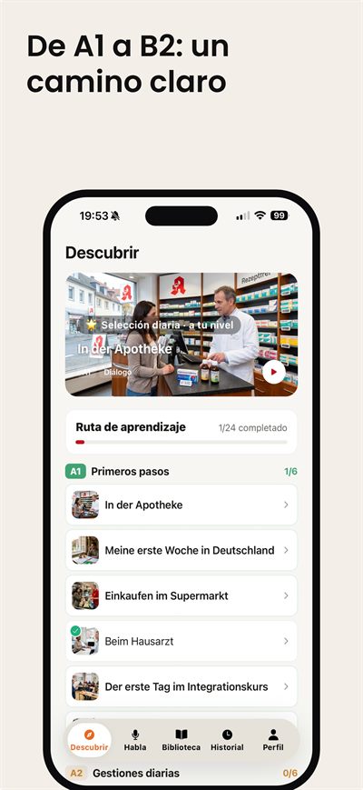 Learn German Fast — Toca cualquier palabra y recibe al instante explicación, pronunciación y ejemplos