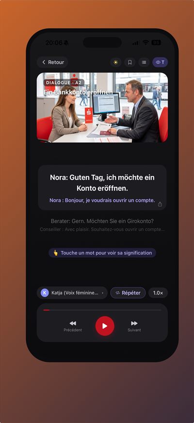 Learn German Fast — Collez votre propre texte — une lettre du Jobcenter, un article — et entraînez-vous dessus