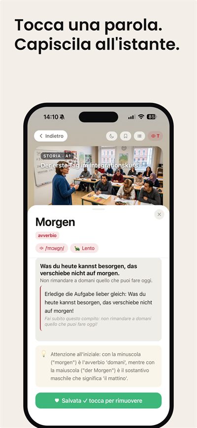 Learn German Fast — Voci tedesche naturali, femminili e maschili, alla velocità che scegli