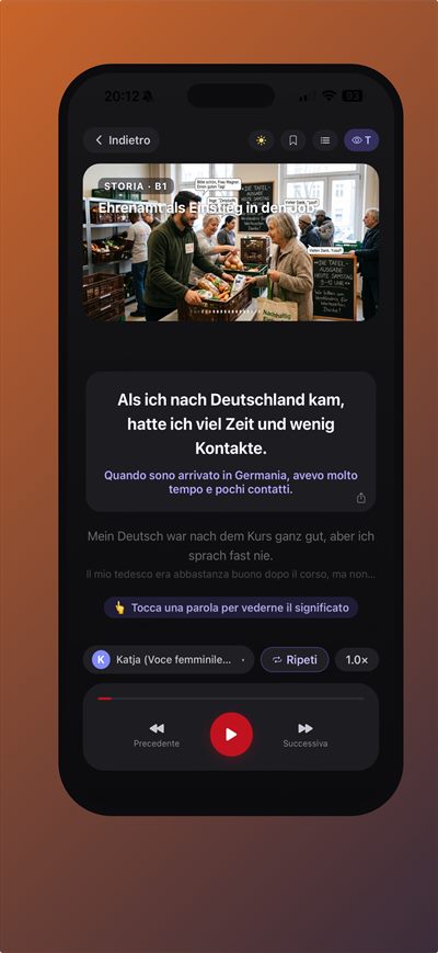 Learn German Fast — Incolla un tuo testo — una lettera del Jobcenter, una notizia — e allenati su quello