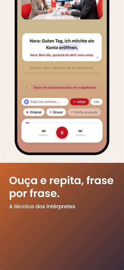 Learn German Fast — Legendas em três camadas: alemão, a tua língua e palavra a palavra