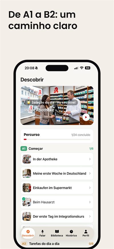 Learn German Fast — Toca em qualquer palavra e recebe logo explicação, pronúncia e exemplos