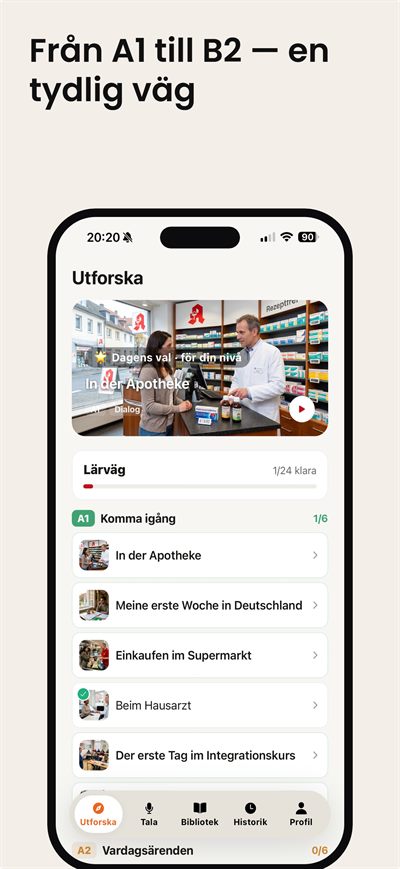 Learn German Fast — Tryck på vilket ord som helst och få förklaring, uttal och exempel direkt