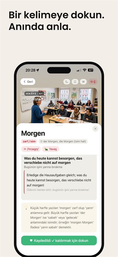 Learn German Fast — Doğal Almanca sesler, kadın ve erkek, istediğin hızda